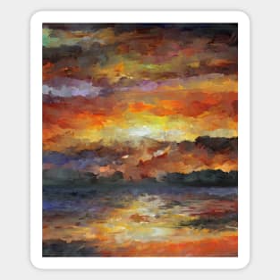 Impressionist Abstract Sunset Sunrise Ocean Sticker